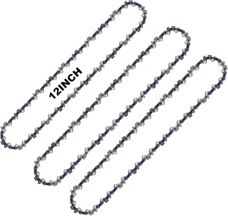 CaeyBrye 45 Drive Links 12 Inch Chainsaw Chain - 3 Pack Chainsaw Chain Replacement for 12 Inch Mini Chainsaw, 3/8" LP Pitch 050'' Gauge Compatible with DeWalt, Ryobi, Craftsman, Makita Chainsaws - Image 1